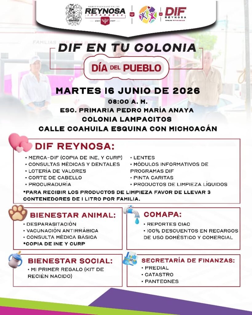 Acercará DIF-Reynosa servicios gratuitos a familias de la colonia Lampacitos