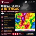 Exhorta Protección Civil a extremar precauciones ante pronóstico de lluvias intensas en Tamaulipas