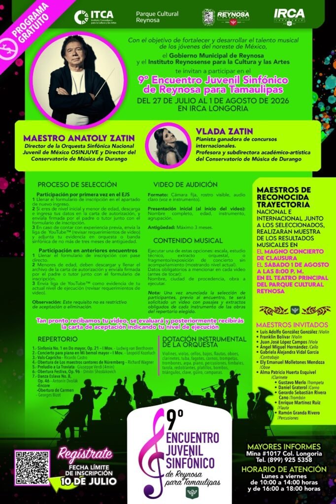 Gobierno de Carlos Peña Ortiz convoca a jóvenes músicos a inscribirse al 9° Encuentro Juvenil Sinfónico