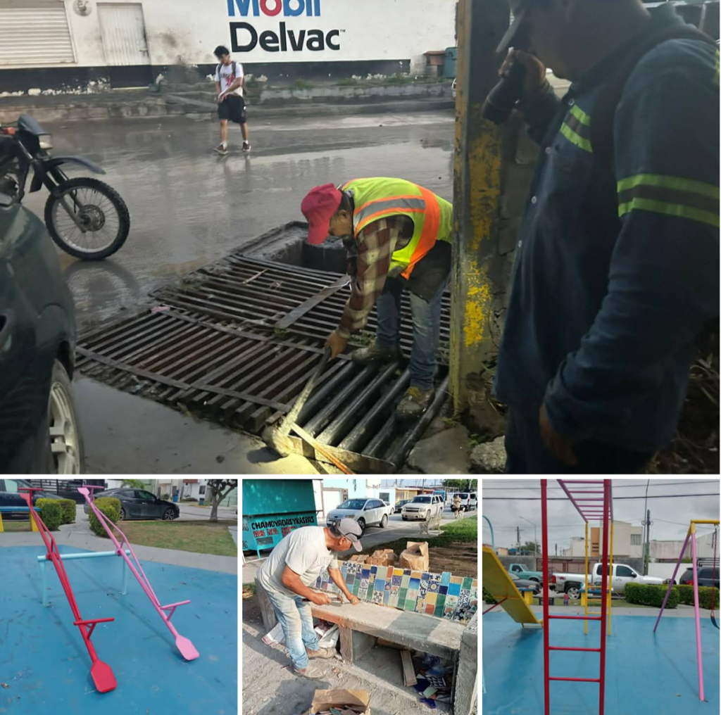 Repara Gobierno de Reynosa infraestructura pluvial y plazas públicas