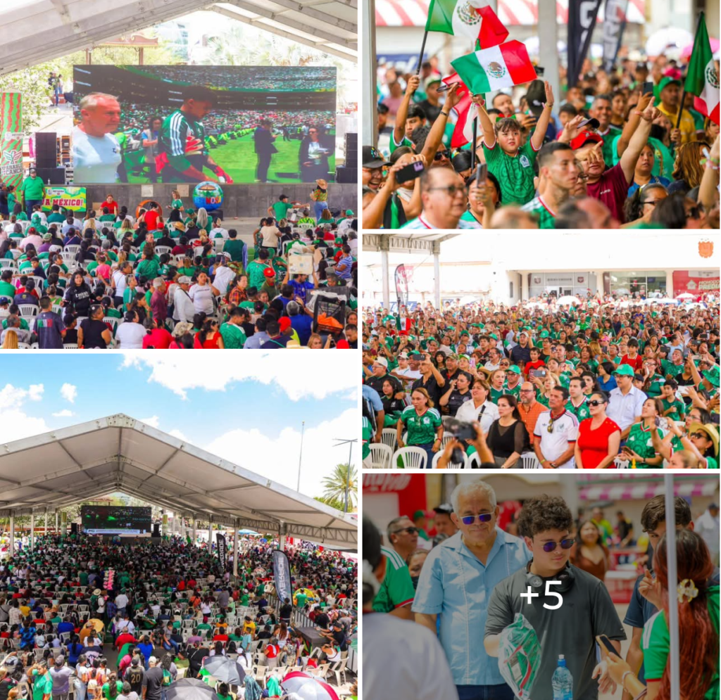 Compartieron emociones del Mundial de Futbol familias reynosenses en la plaza Miguel Hidalgo