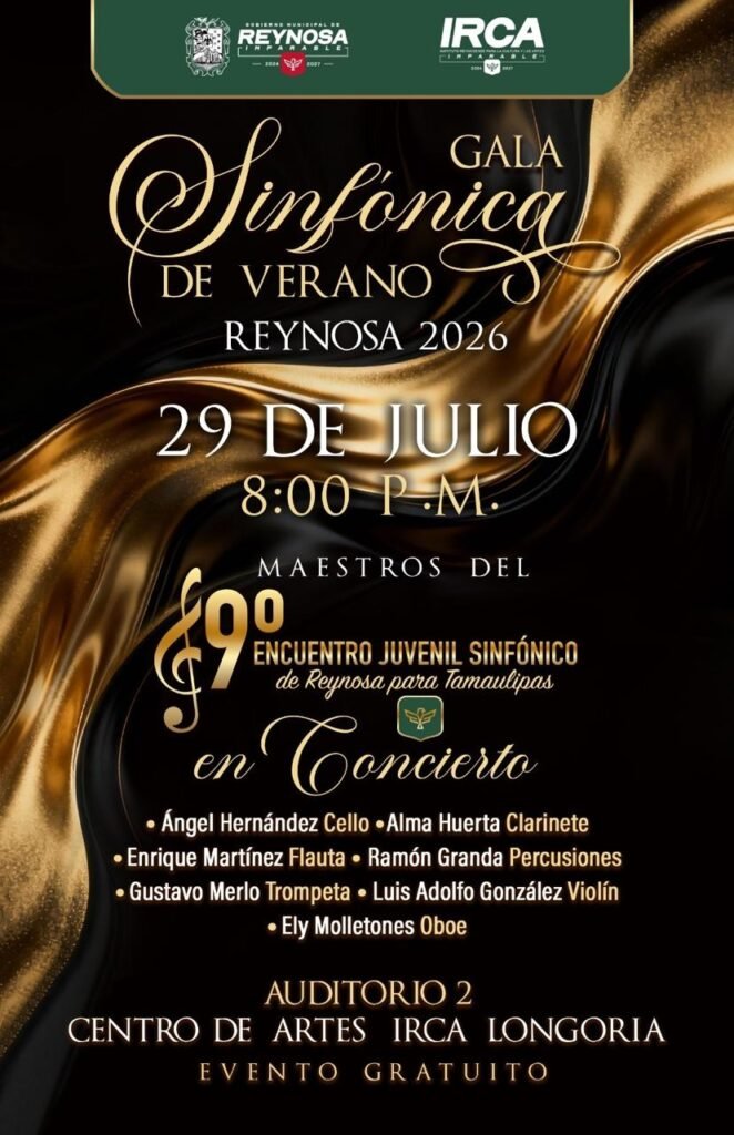 Invita Alcalde Carlos Peña Ortiz a Gala Sinfónica de Verano Reynosa 2026