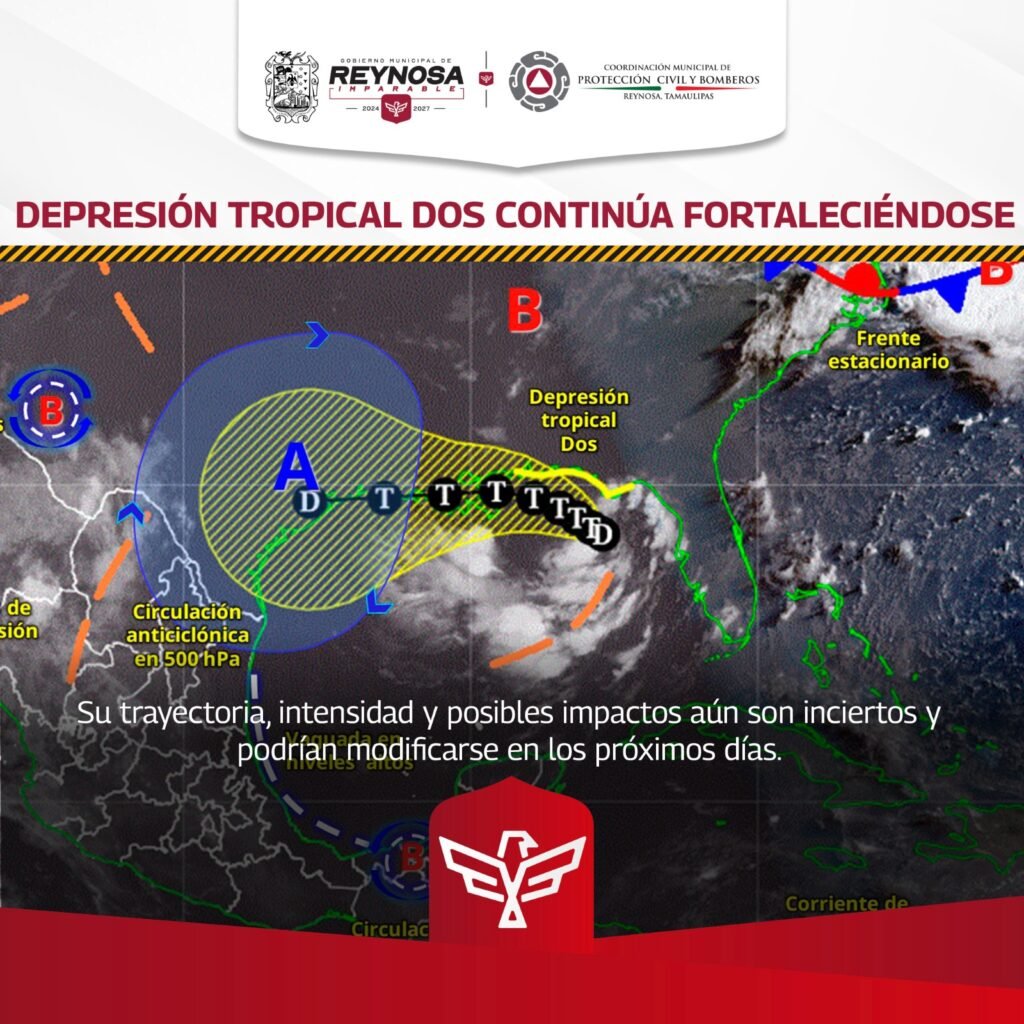 Vigila PCyB evolución de Depresión Tropical Dos, con monitoreo permanente