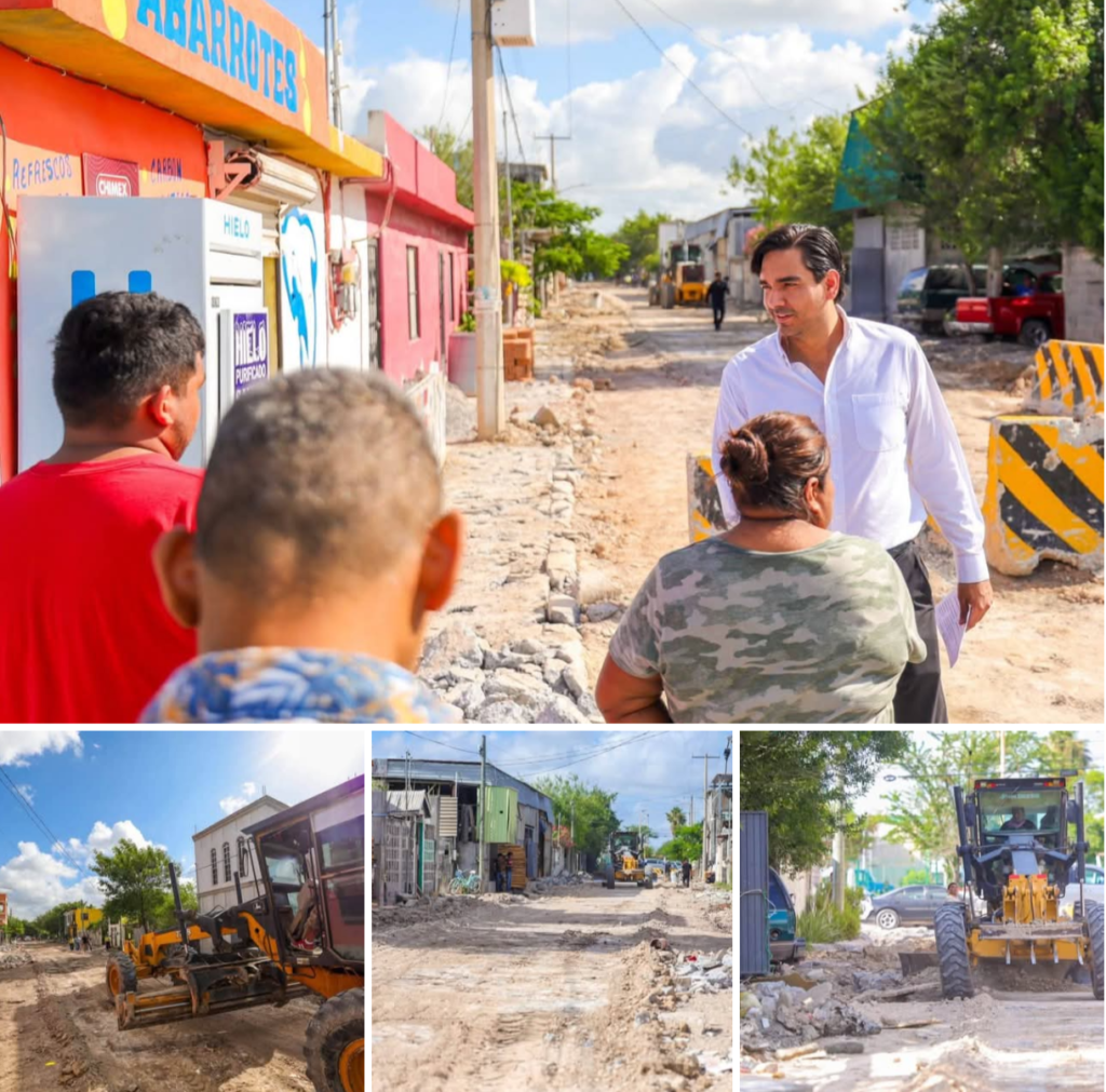 Verificó Carlos Peña Ortiz pavimentación en calle Emilio Portes Gil para asegurar calidad de la obra