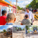 Verificó Carlos Peña Ortiz pavimentación en calle Emilio Portes Gil para asegurar calidad de la obra