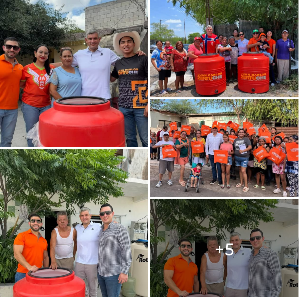 Continúa Juan Carlos Zertuche con entrega de tinacos en Reynosa