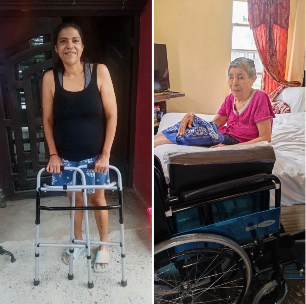 Entrega DIF-Reynosa aparatos funcionales durante visitas domiciliarias