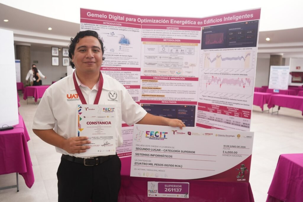 Estudiante de la UAT diseña dispositivo para reducir el consumoeléctrico en edificios