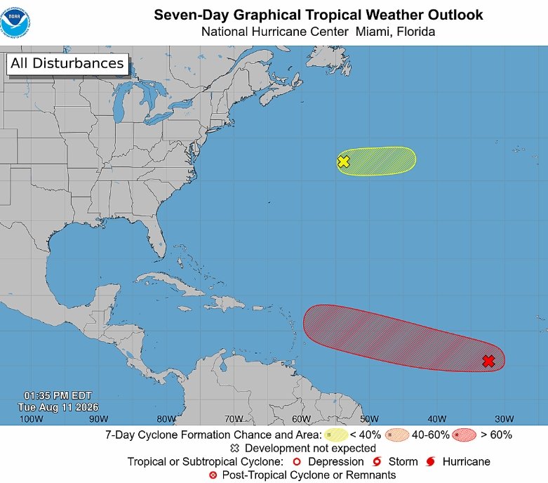 Aparece potencial tormenta tropical en el Atlántico