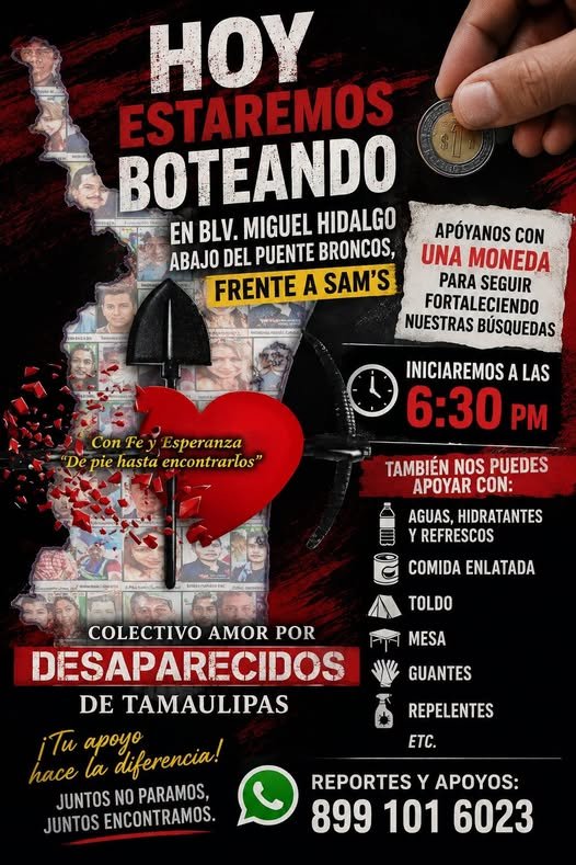 Harán boteo esta tarde integrantes de colectivo Amor por los Desaparecidos