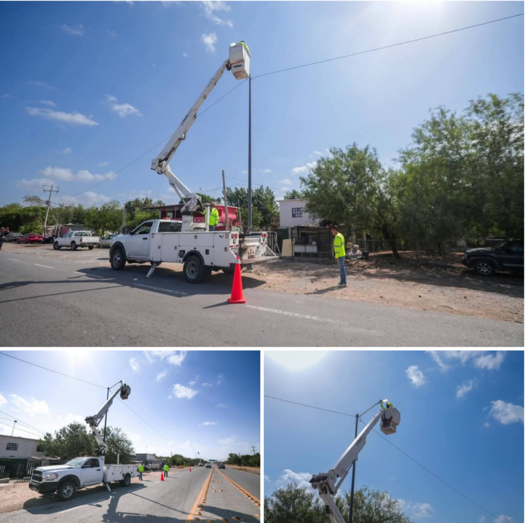 Rehabilitó Servicios Públicos de Reynosa alumbrado en la carretera Ribereña