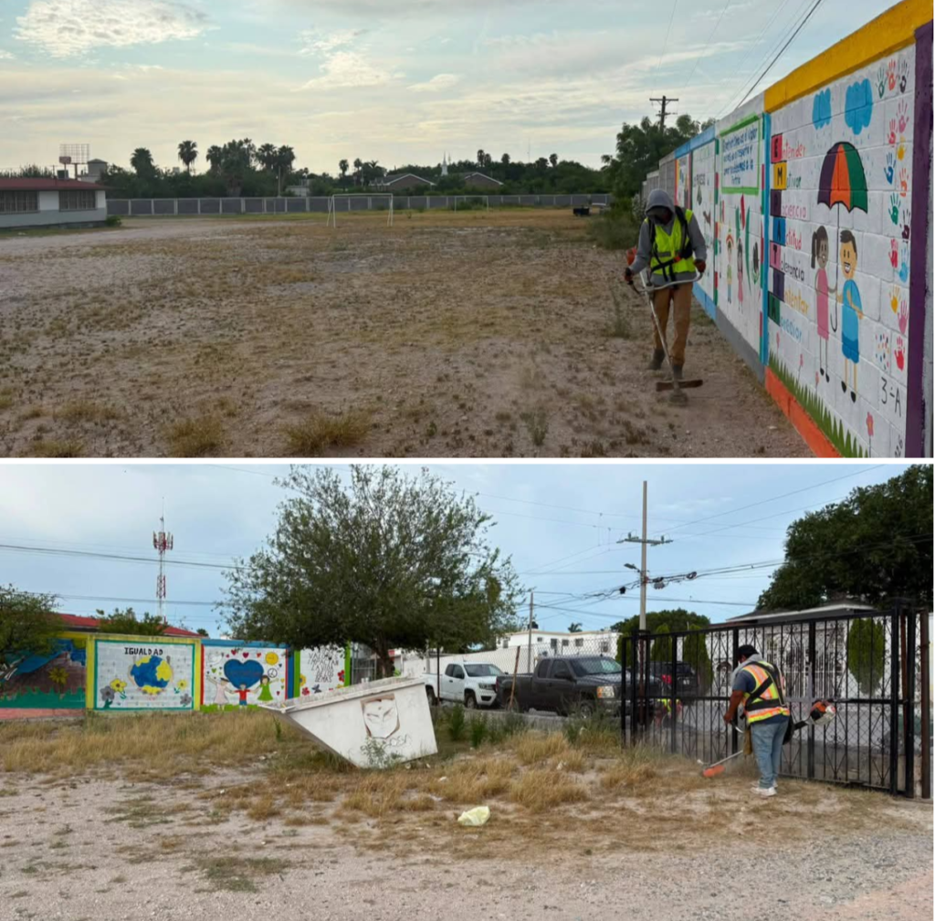 Realizó Municipio limpieza y chapoleo en Escuela Primaria de La Escondida