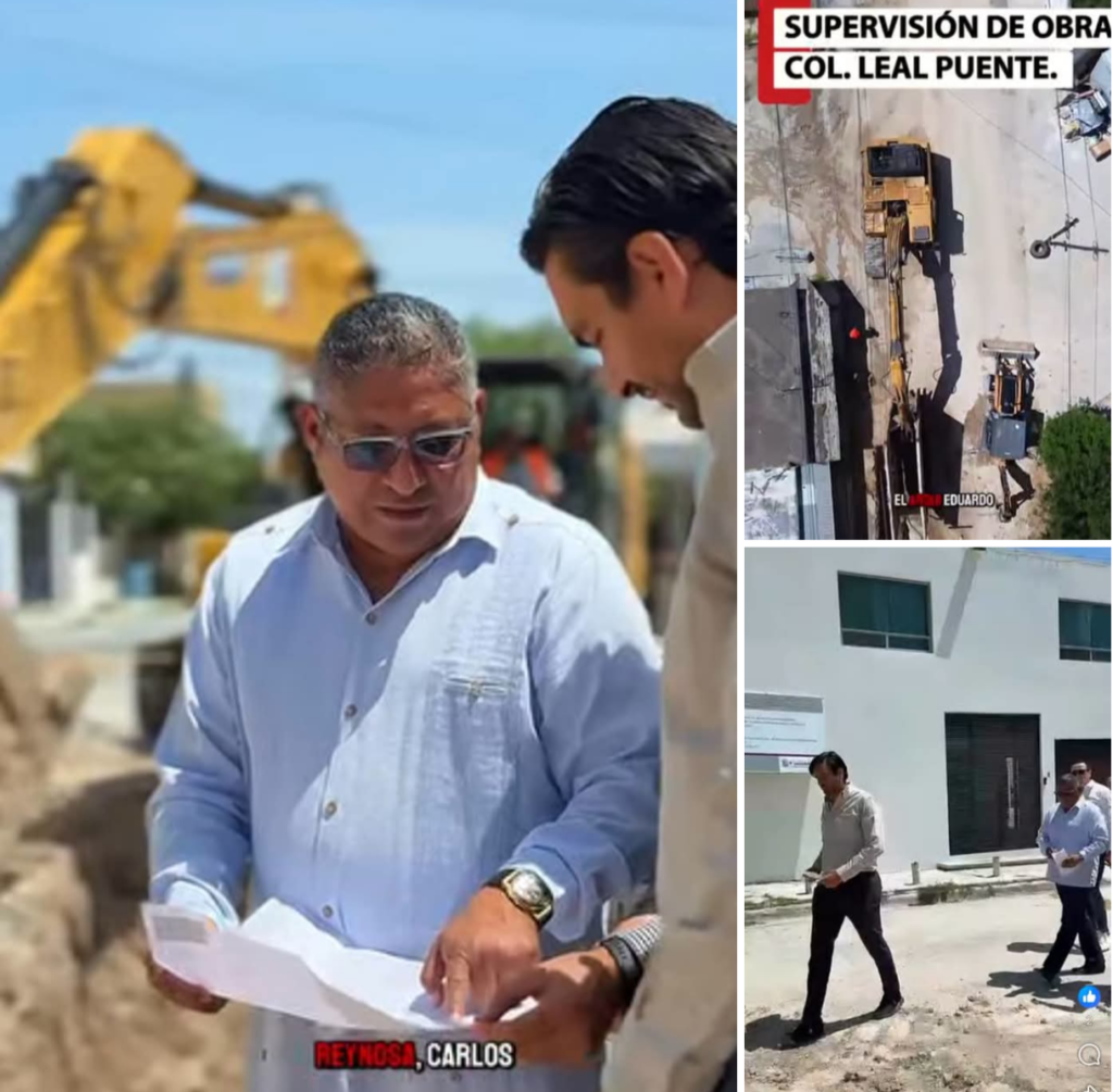 Carlos Peña y el Arqui Eduardo López supervisan avances de construcción de colector de alcantarillado sanitario en Leal Puente