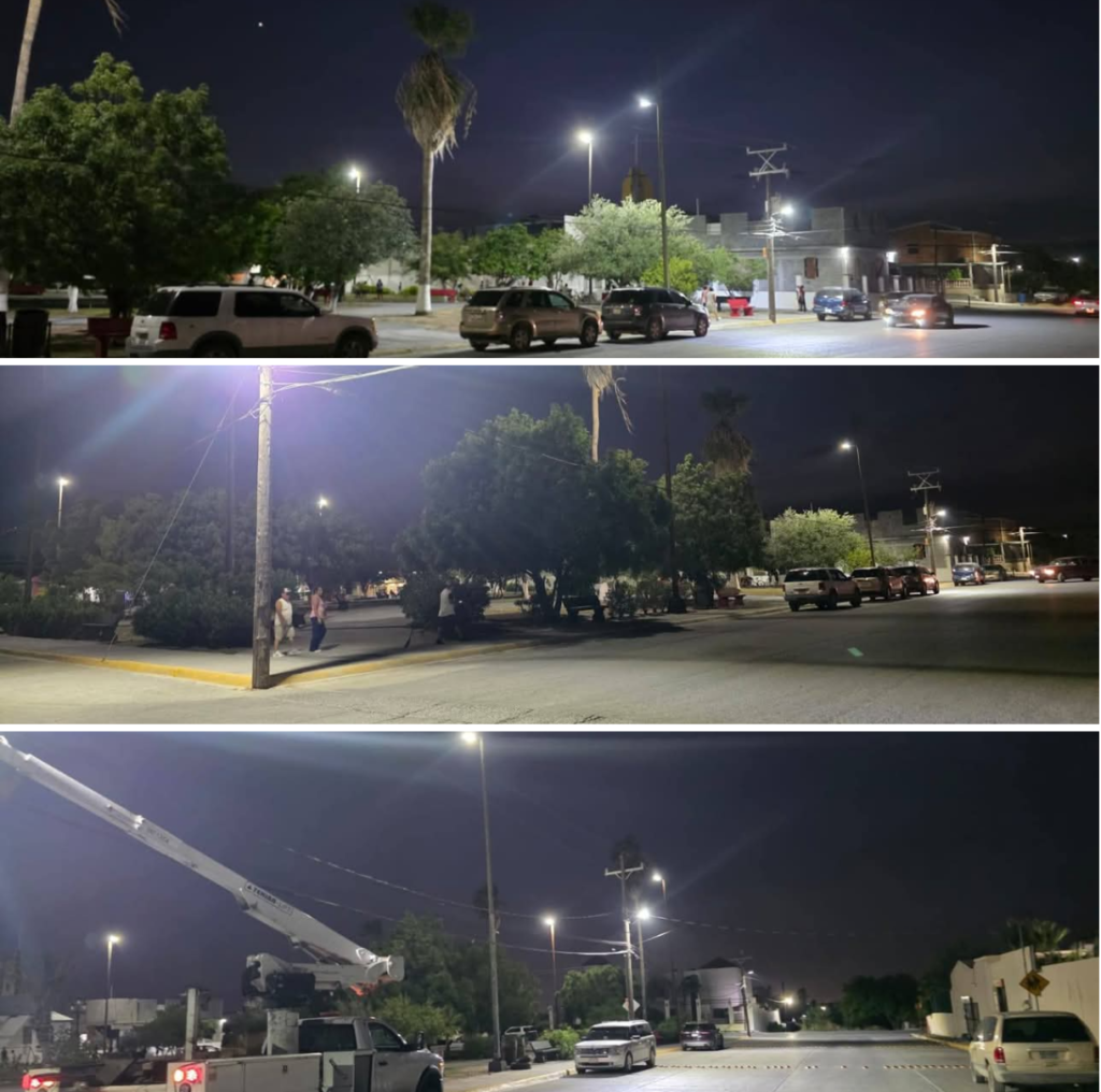 Instaló Municipio luminarias Led en plaza pública de Rancho Grande