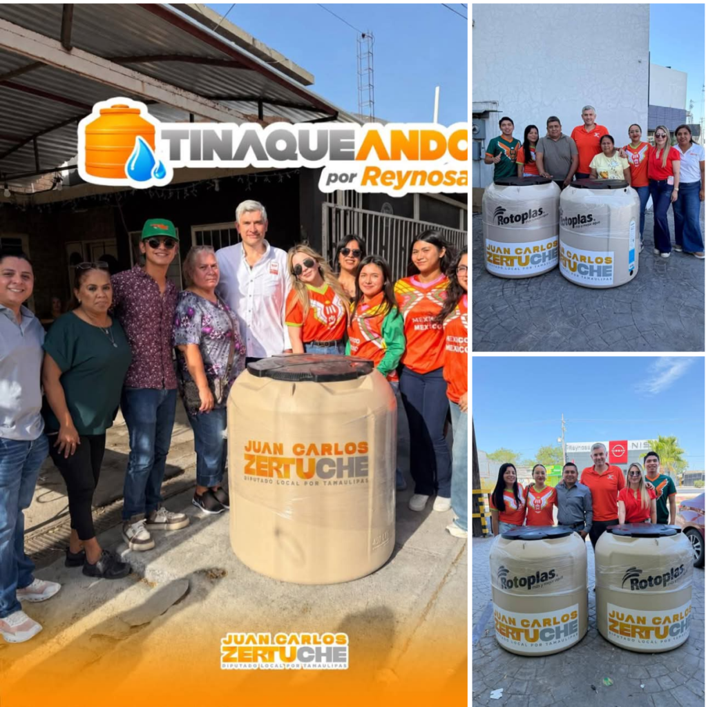 Juan Carlos Zertuche mantiene paso firme con “Tinaqueando por Reynosa”; llegan más tinacos a las colonias