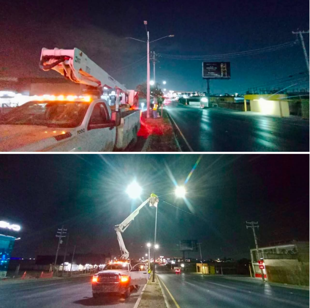 Encendió Servicios Públicos luminarias del bulevar Hidalgo