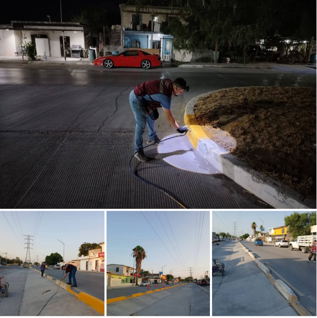Pintaron trabajadores de Servicios Públicos de Reynosa señalización urbana