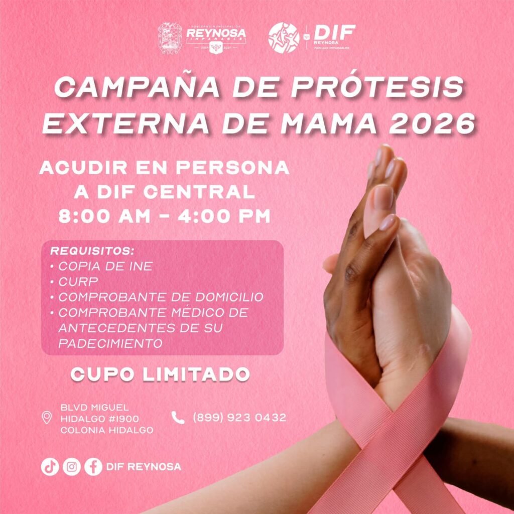 Invita DIF-Reynosa a mujeres a registrarse en la Campaña de Prótesis Externa de Mama
