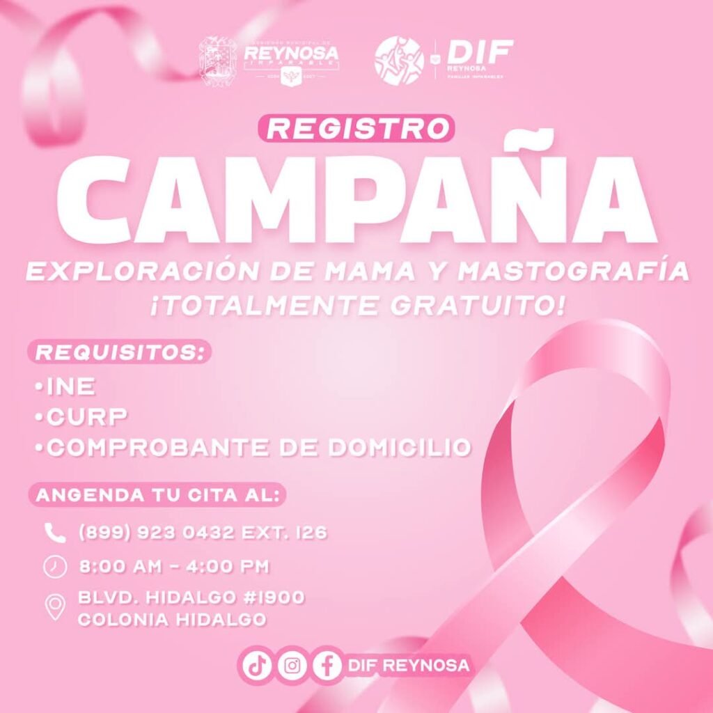 Inicia DIF-Reynosa registro para Campaña de exploración de mama y mastografías gratuitas