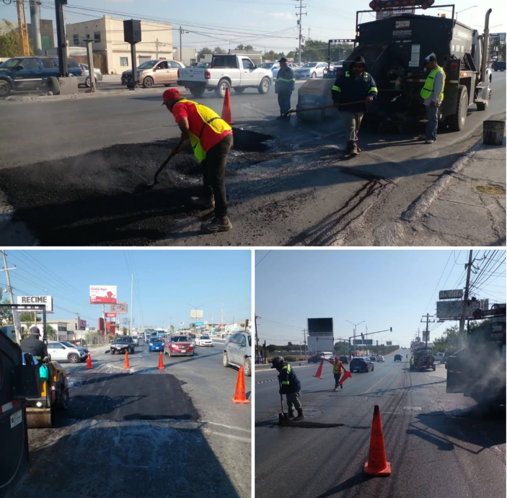 Imparable mejora de vialidades con labor de bacheo en Reynosa