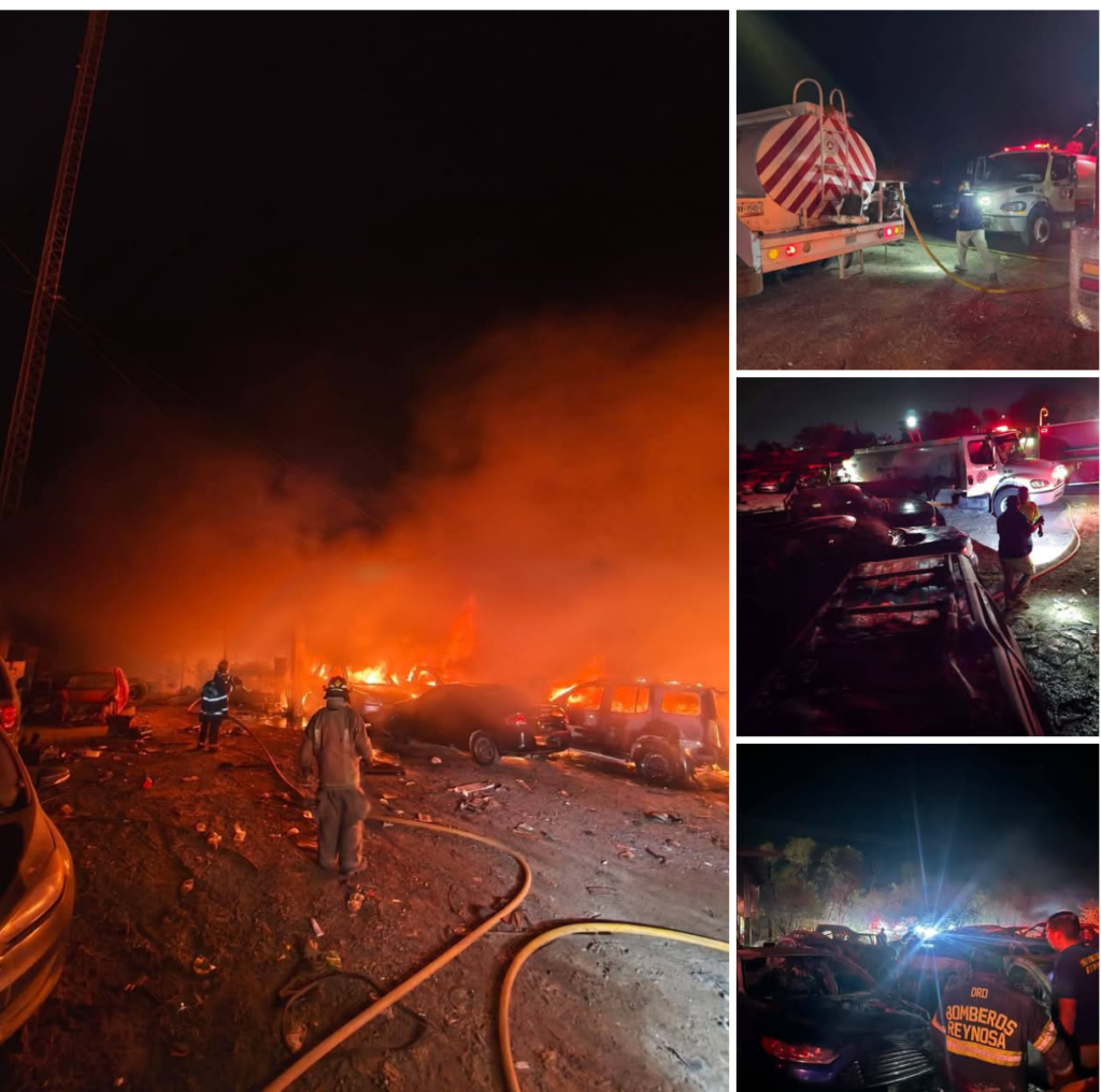 Atendieron Bomberos de Reynosa incendio en yonke