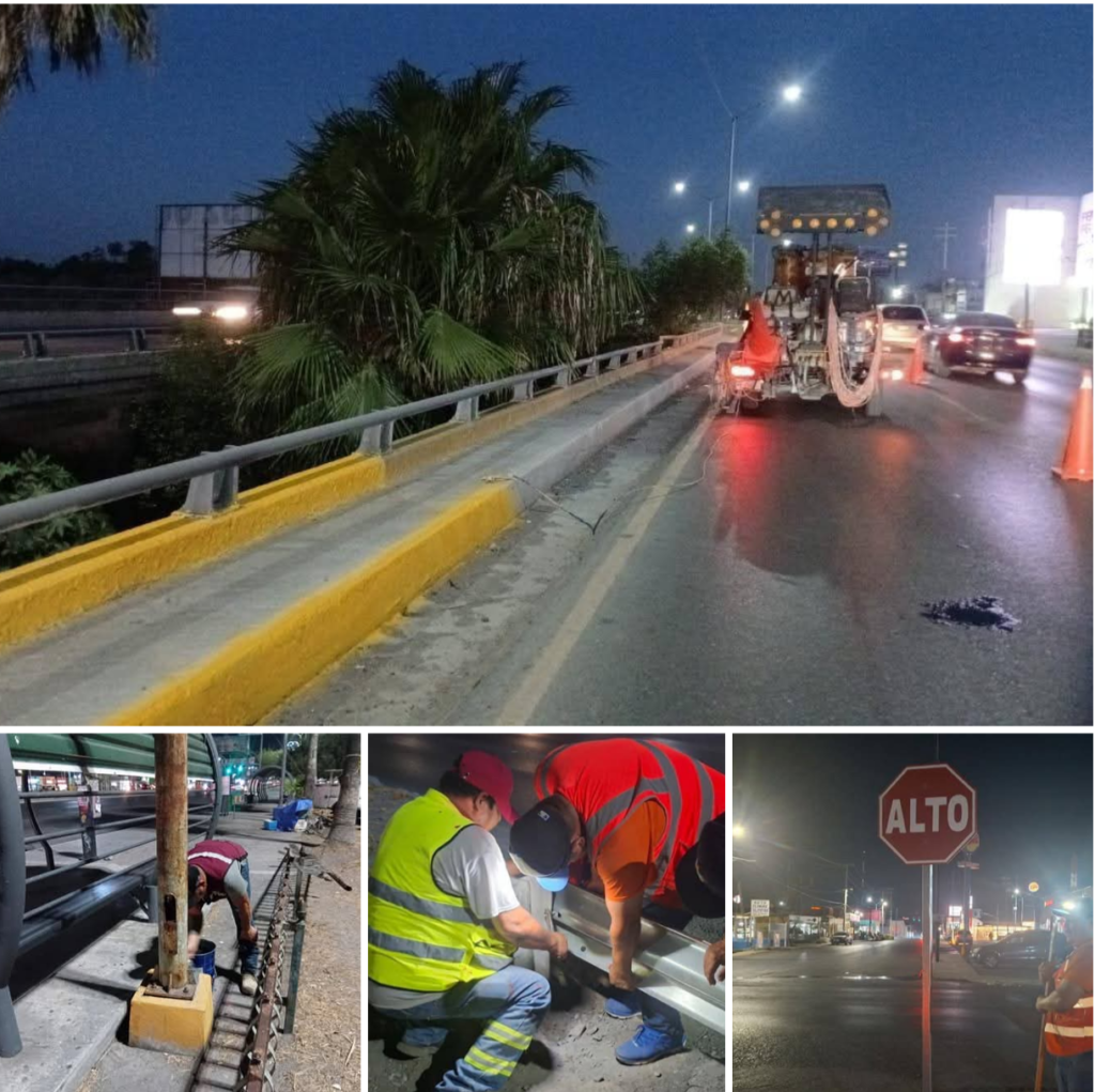 Realizó Gobierno de Reynosa trabajos de Ingeniería Vial durante turno nocturno