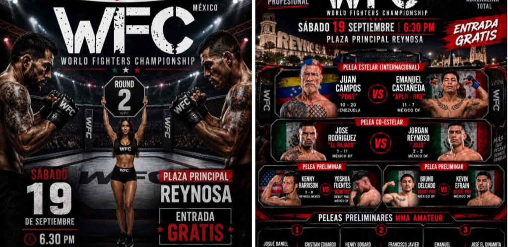 Presentan la cartelera de la WFC World Fighters Championships en Reynosa