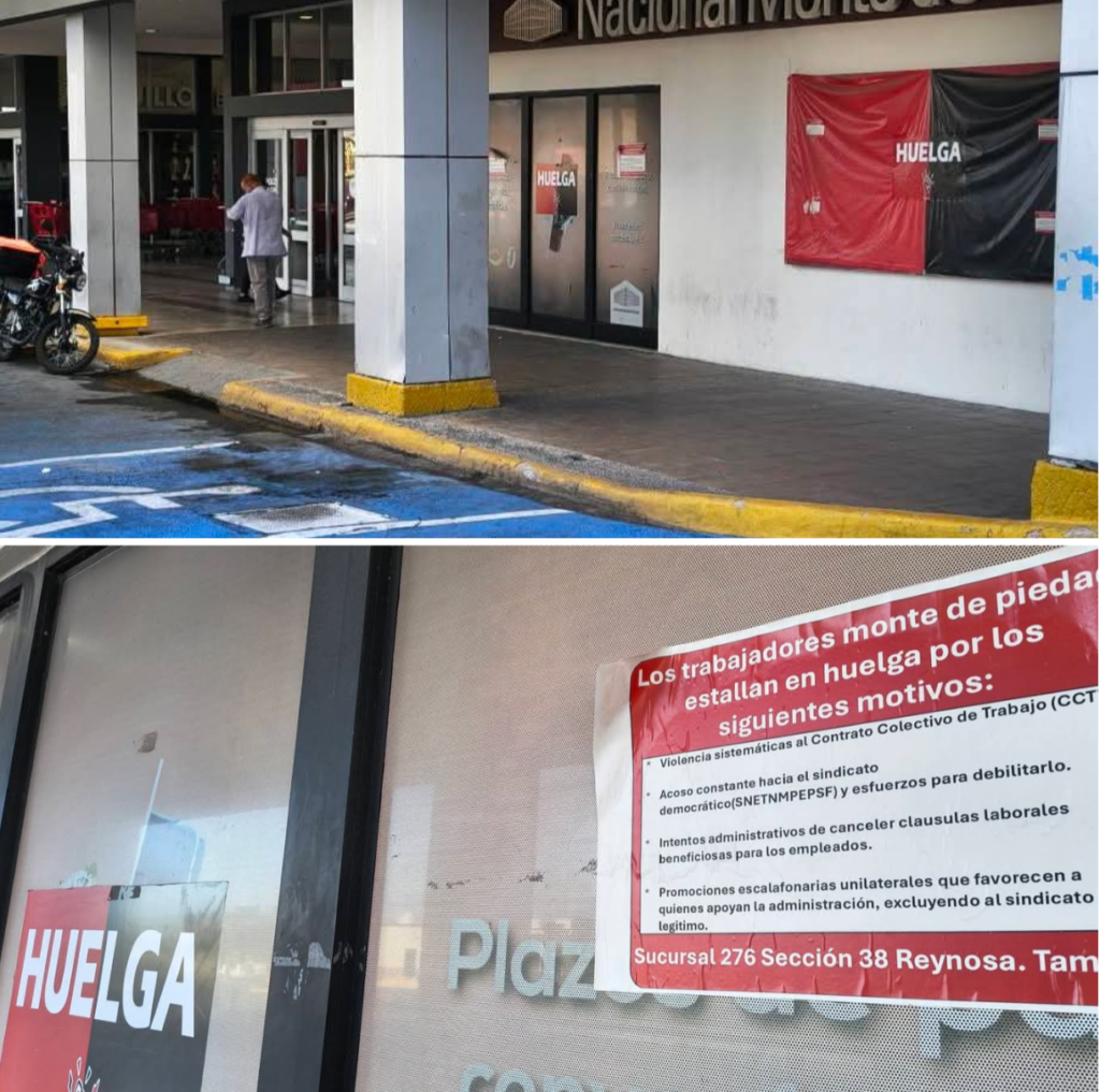 Siguen en huelga trabajadores del Nacional Monte de Piedad