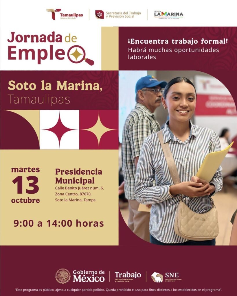 Impulsa Gobierno de Tamaulipas oportunidades de empleo formal en Soto la Marina