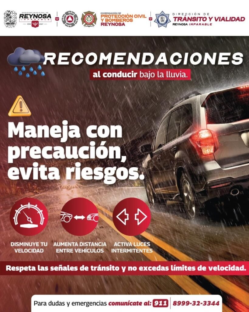 Exhorta Gobierno de Reynosa a extremar precauciones ante lluvias intermitentes