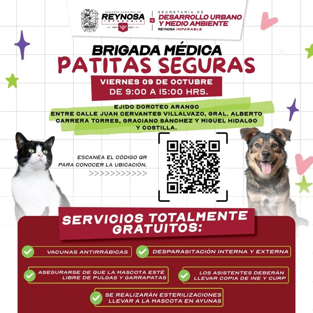 Llevará brigada Patitas Seguras atención gratuita al Ejido Doroteo Arango