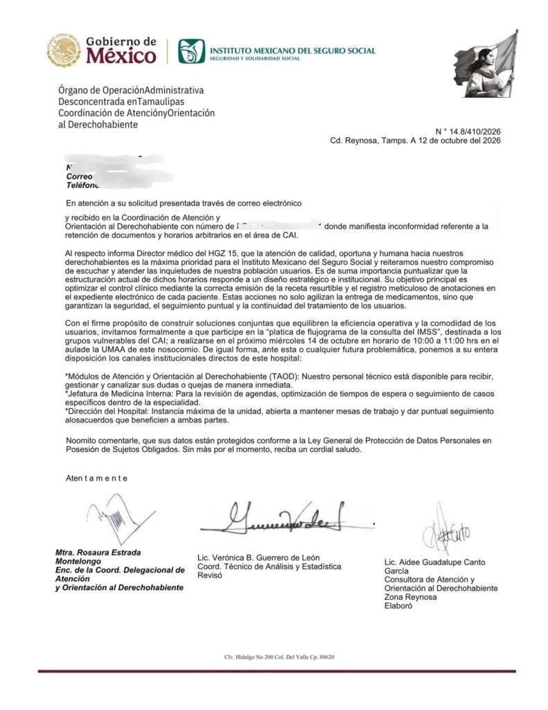 Abre IMSS puerta de diálogo con derechohabientes