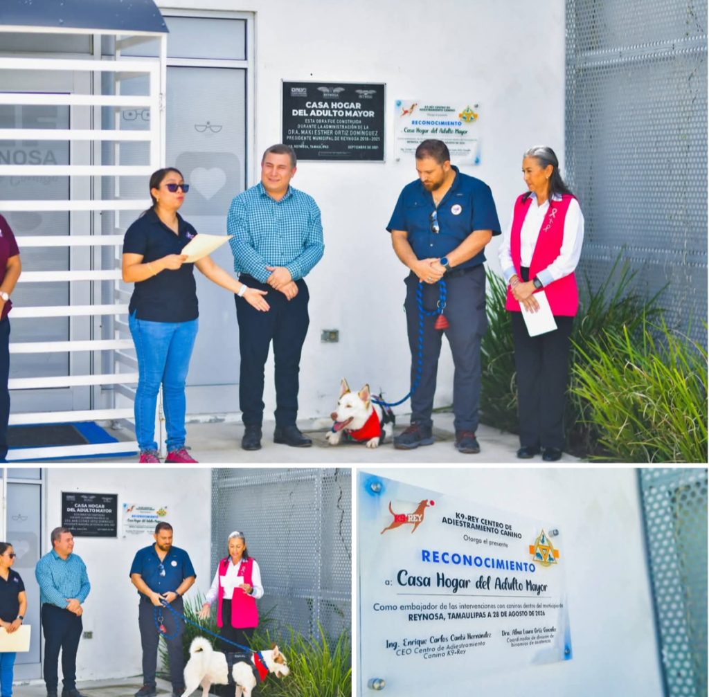 Reconoce Centro de Adiestramiento Canino K9-Rey a Casa Hogar del DIF-Reynosa como embajadora de intervenciones asistidas con perros