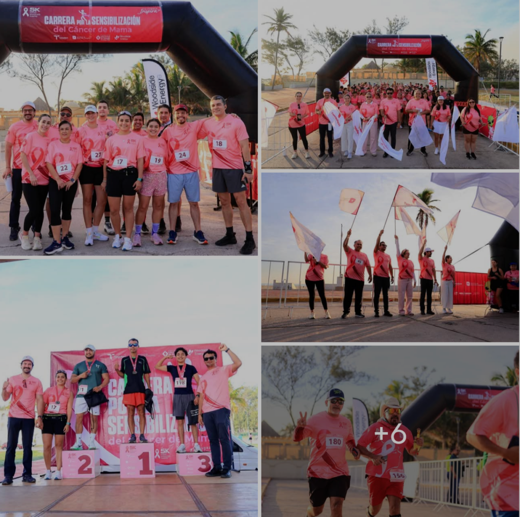 Realizan SEDENER y Woodside Energy carrera atlética por la sensibilización sobre el cáncer de mama